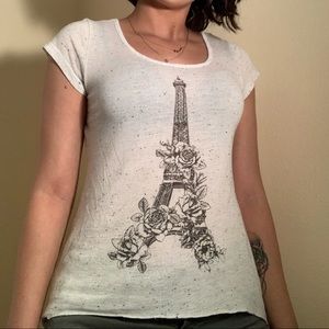 Sheer white Paris graphic tee